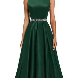 Yexinbridal A-line Prom Dress for Women 2023 Long Beaded Belt Formal Evening Gow